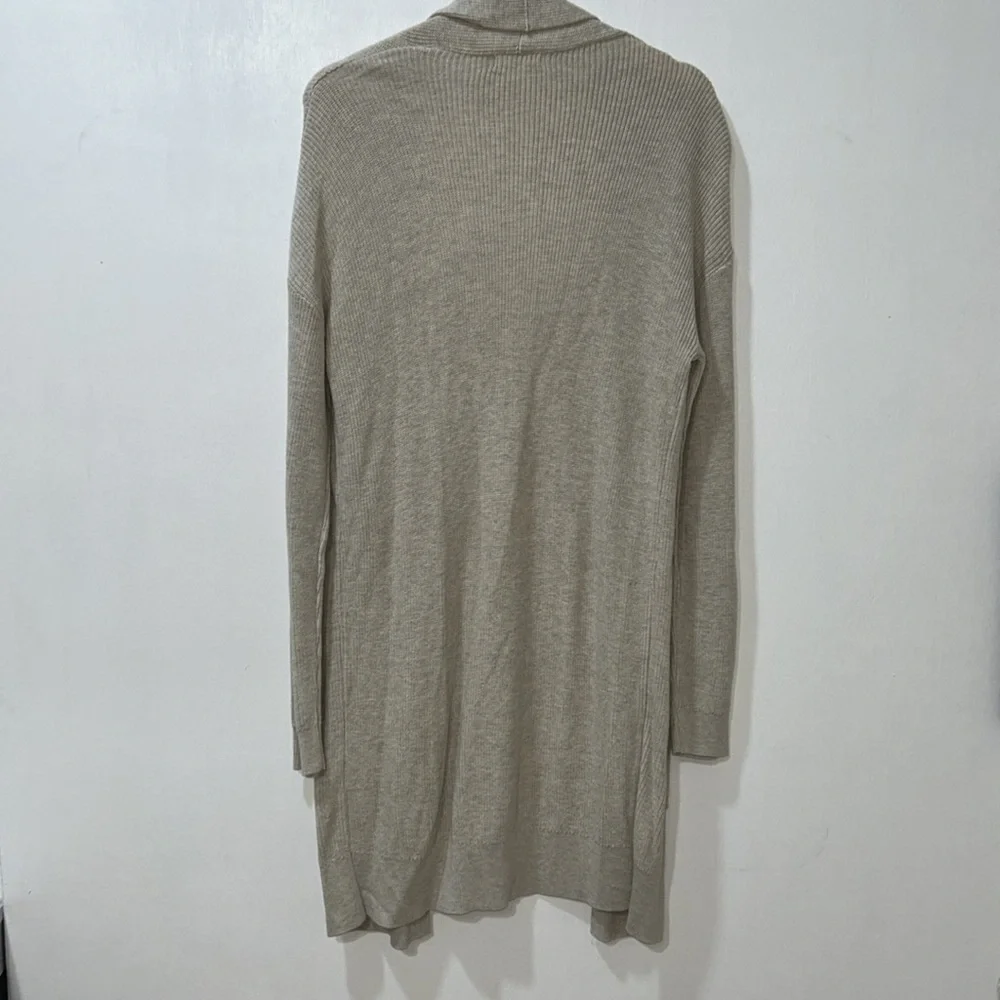 B.P WOMENS OPEN FRONT LONG LINE CARDIGAN BEIGE Sz MD - Picture 2 of 8